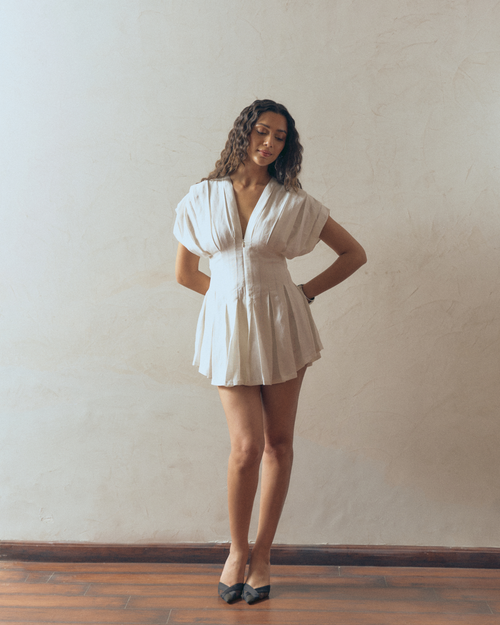 Box Pleat Linen Dress