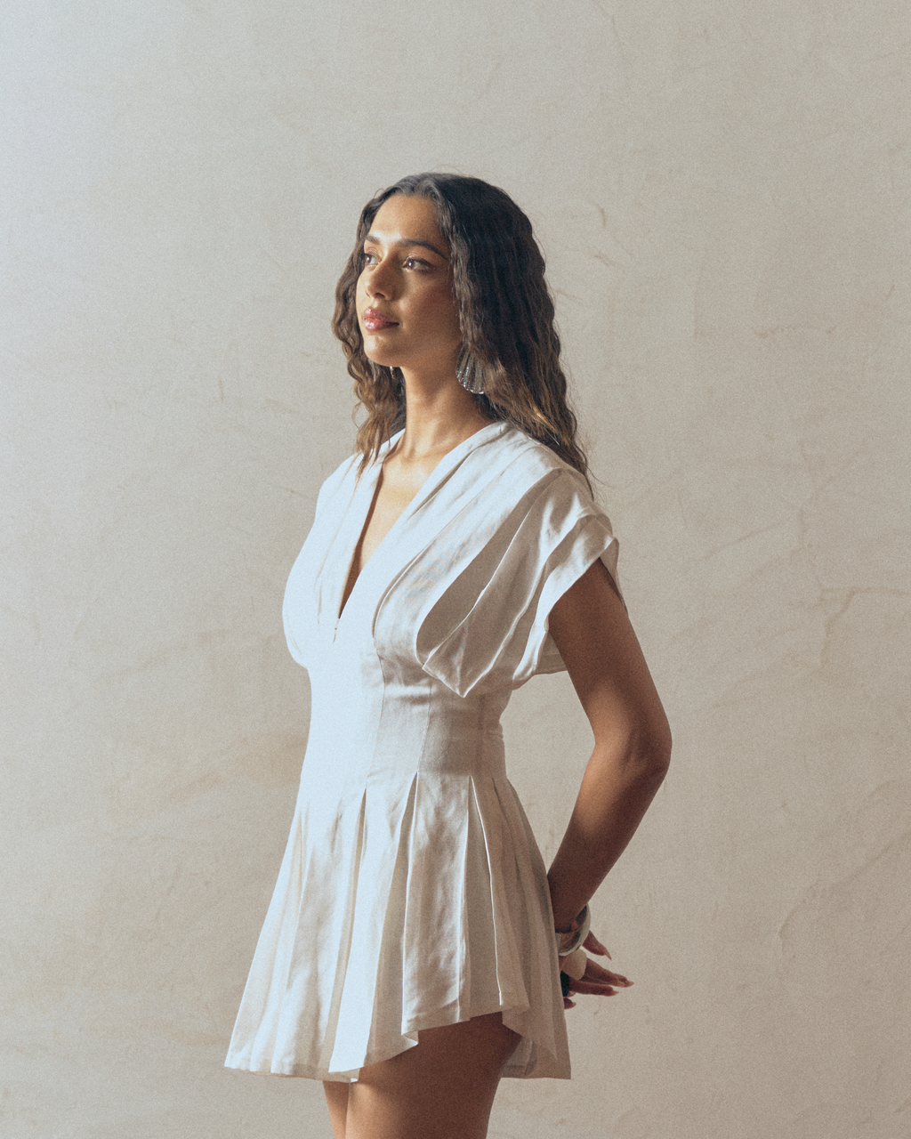 Box Pleat Linen Dress