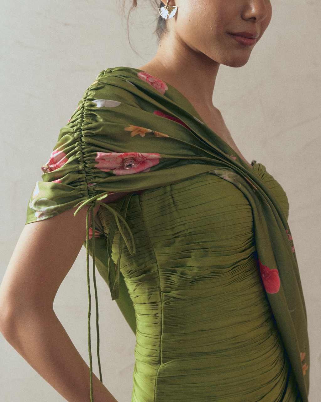 One shoulder Draped Dress