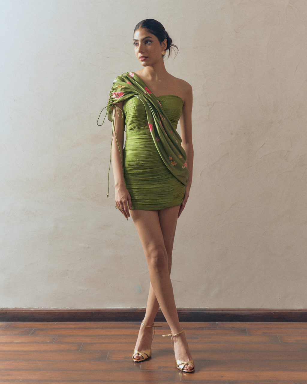 One shoulder Draped Dress