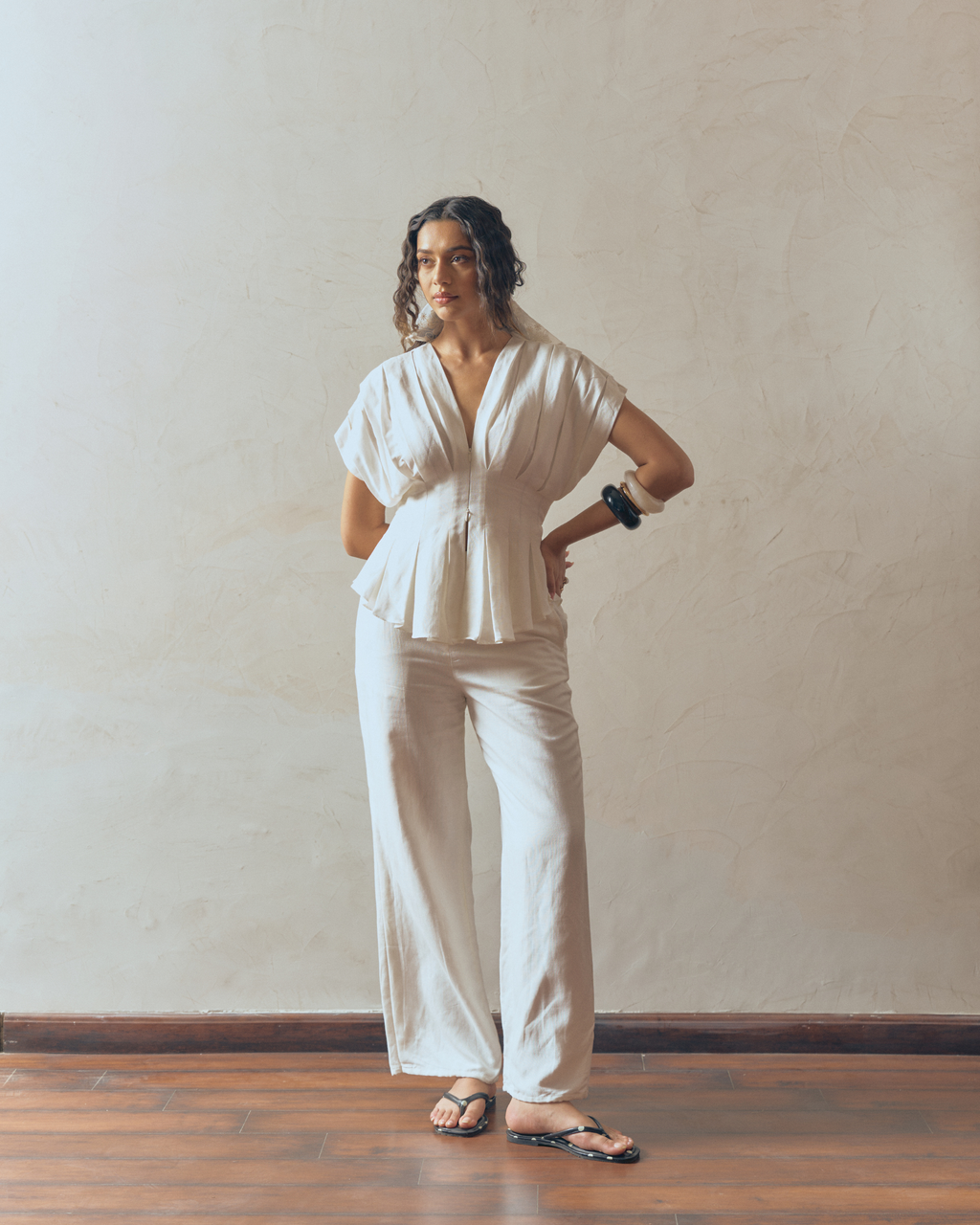 Box Pleat Linen Top