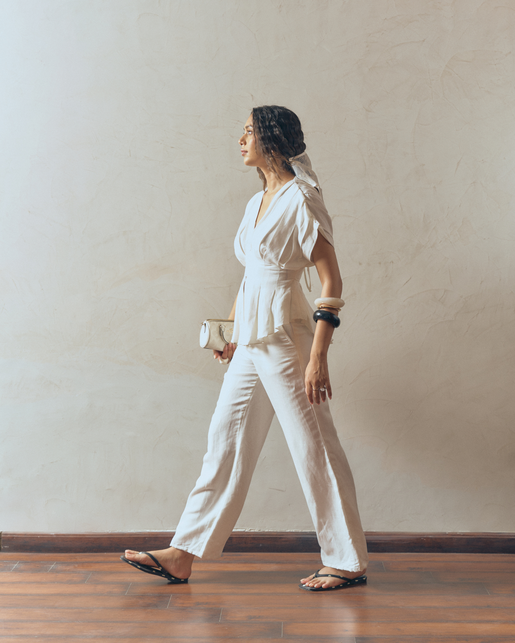 Box Pleat Linen Top