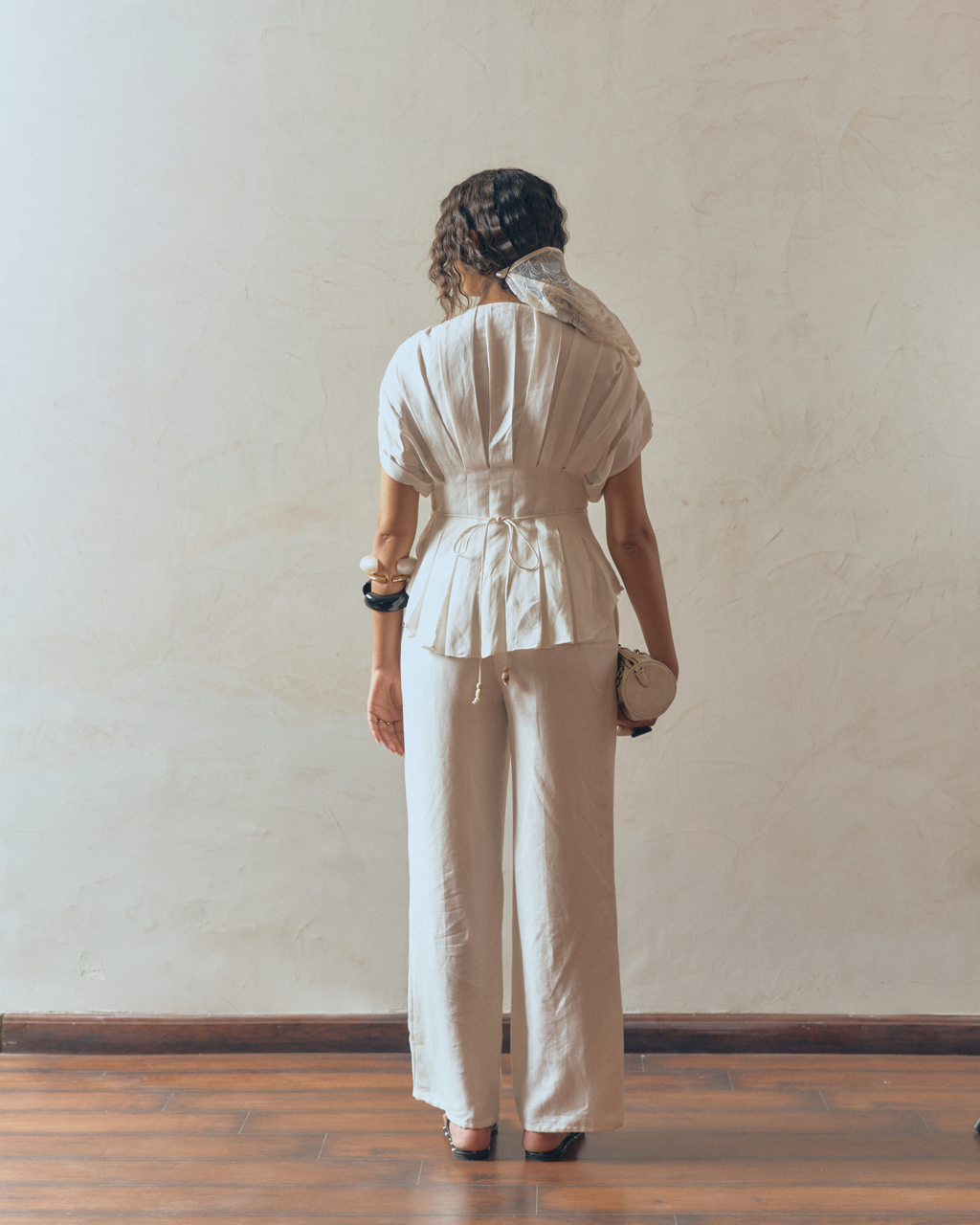 Box Pleat Linen Top