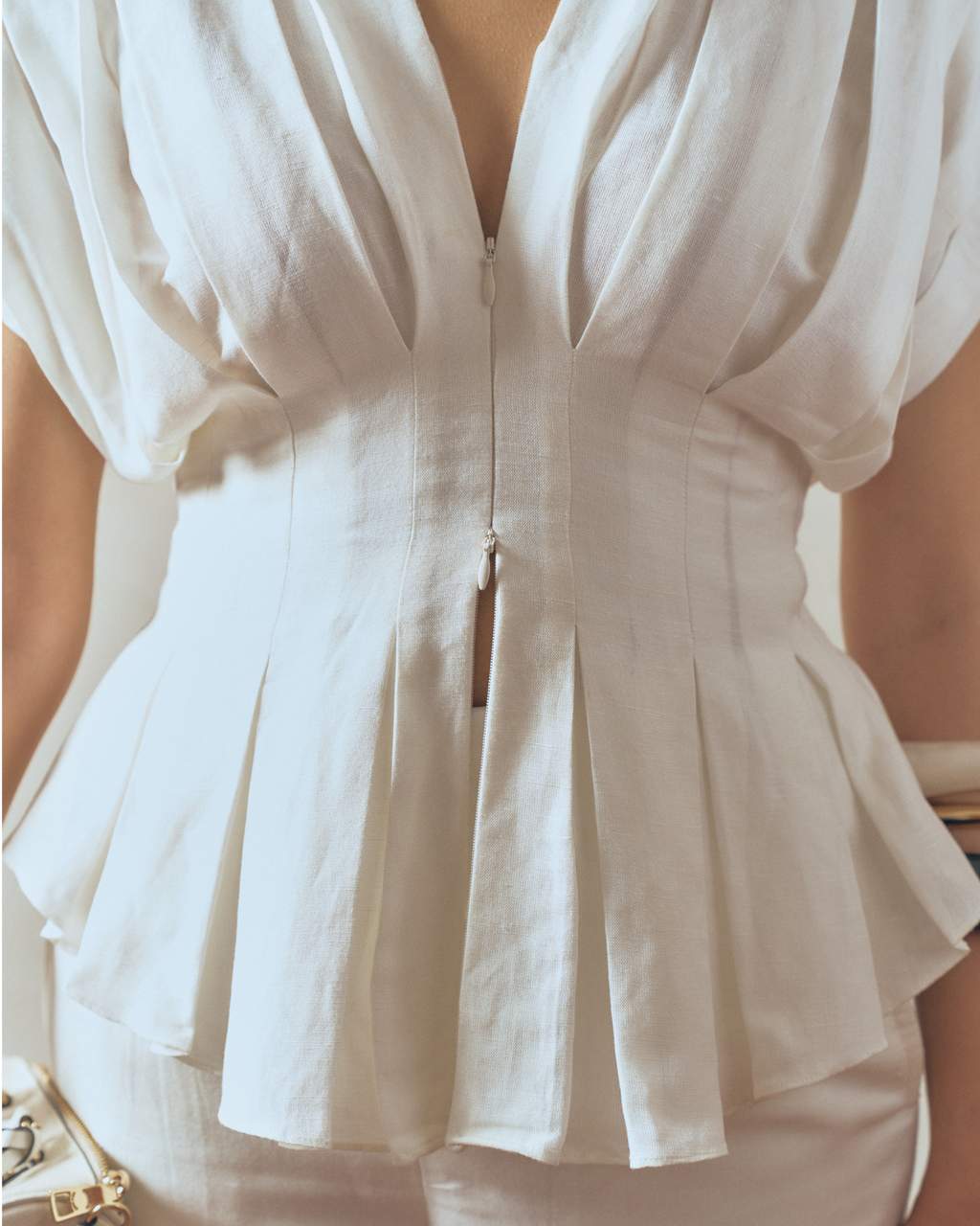 Box Pleat Linen Top